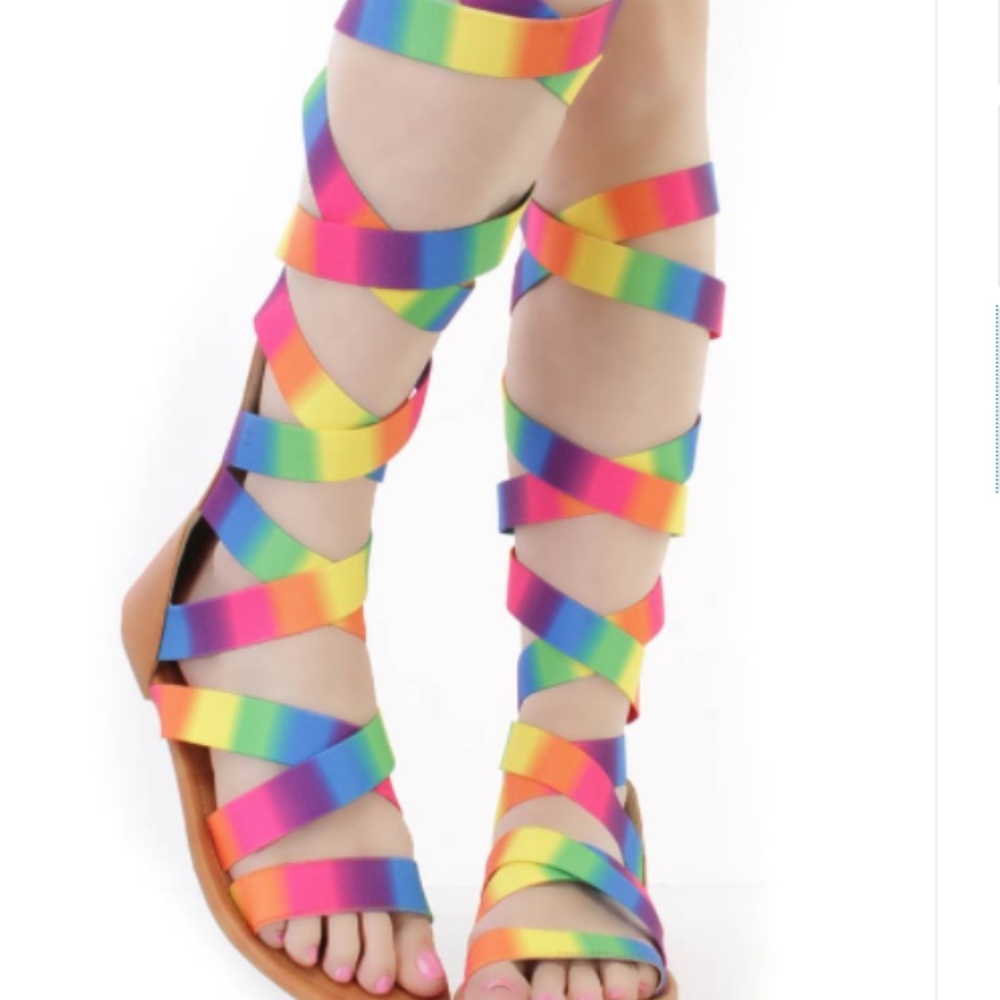 Size 6🌈Rainbow Strappy Festival Sandals - Picture 8 of 8